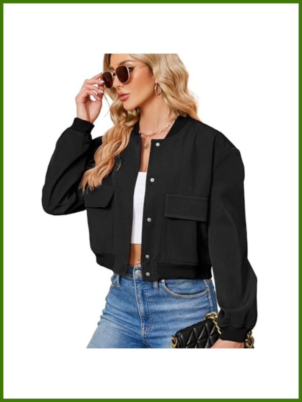 Cropped Bomber Jacket Womens Oversized Baseball Collar Casual Varsity